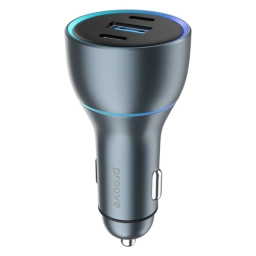 CARG - CARGADOR P/AUTO PROOVE USB + 2 TIPO C 130W - GRIS