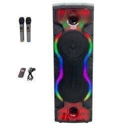 Parlante bluetooth YR-2204 12"x2 80W con Microfonos Inalambricos