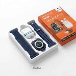 Smart Watch S20 Pro Max 2 Correas intercambiables + Auriculares Bluetooth - Azul