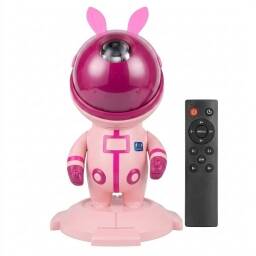 Lampara Proyector Luz de Aurora Conejo Astronauta - Rosa
