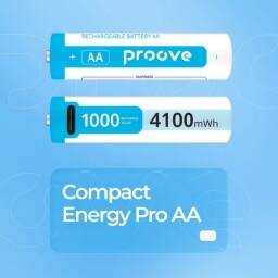 Pilas Recargables AA 4100mWh TipoC Proove Compact Energy Pro Pack x 2